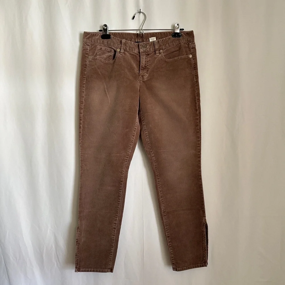 J. Crew Women's Toothpick Super Skinny Stretch Corduroy Ankle Zip Pants Size 30